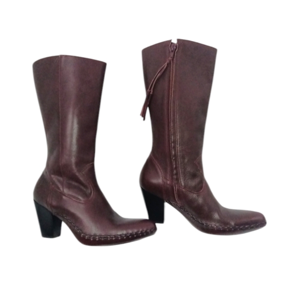 ❌SOLD❌Frye Vintage Burgundy Leather Heeled Boots Bohemian Western Size 6.5 RARE - Picture 3 of 12